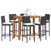 Garden Bar Set Black PE rattan Removable Covers Garden Bar Set