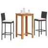 Garden Bar Set Black Solid Acacia wood Three-piece set