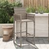 Garden Bar Stool Grey PE Rattan, Powder-Coated Steel Standard