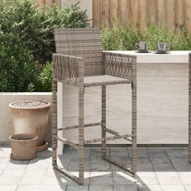 Garden Bar Stool Grey PE Rattan, Powder-Coated Steel Standard