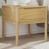 Lamp Table Wax Brown Solid Pine Wood Compact Storage Modern