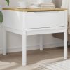 Lamp Table White Solid Pine Wood Small Lamp Table Square