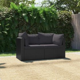 Garden Sofa Black Poly Rattan Medium Modular Garden Sofa