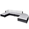 Lounge Set Black PE Rattan Large Modular Lounge Set