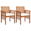 Dining Chair Set of 2 Brown Solid acacia wood Medium