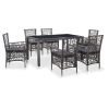 Dining Set Grey Polyethylene Rattan 7 Piece Set