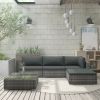 Patio Lounge Set Set of 5 Grey PE Rattan 5 Piece Set Modular