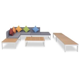 Patio Furniture Set Set of 5 White and brown Aluminum and WPC
