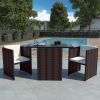 Garden Dining Set Brown, Cream white