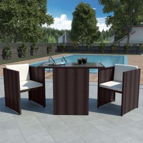 Garden Dining Set Brown, Cream white