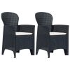 Garden Chair Set of 2 Anthracite Plastic Standard Light Weight