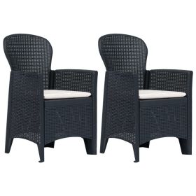 Garden Chair Set of 2 Anthracite Plastic Standard Light Weight