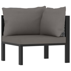Corner Sofa Anthracite Poly rattan, aluminum, fabric (100% polyester)
