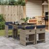 Patio Dining Set Set of 4 Gray PE Rattan 5 Piece Set Foldable