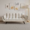 57 inch beige sofa soft two armrests throw
