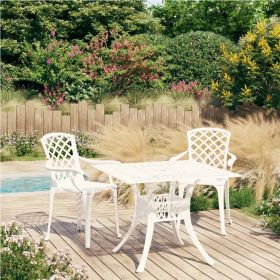 Bistro Set White Cast Aluminum Standard Durable Bistro Set