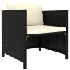 Garden Sofa Black PE Rattan, steel, polyester 23.6 x 23.6 x 23.6 in