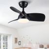 YUHAO 28 in. Integrated LED Kid's Room Matte Black Ceiling Fan with Light Kit and Remote Control