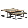 Coffee Table Set of 2 Multicolor Reclaimed Wood Small