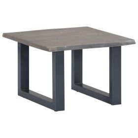 Coffee Table Grey Solid Acacia Wood, Powder-Coated Iron 23.6 in