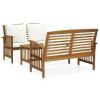 Garden Lounge Set Cream white, Wood Solid acacia wood Medium