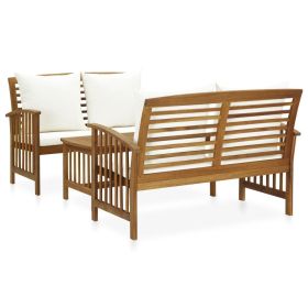 Garden Lounge Set Cream white, Wood Solid acacia wood Medium