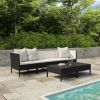 Garden Furniture Set Black PE rattan 27.2 in Seats Many