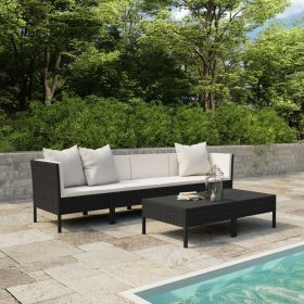 Garden Furniture Set Black PE rattan 27.2 in Seats Many