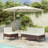 Garden Chair Set of 3 Brown with cream white cushions