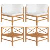 Corner Sofas 2 pcs with Cream Cushions Solid Teak Wood
