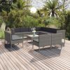 Garden Lounge Set Grey PE rattan, powder-coated steel, fabric Large