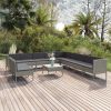 Garden Lounge Set Grey PE Rattan, Powder-Coated Steel, 100% Polyester
