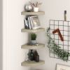 Corner Shelf Set of 4 Oak Honeycomb MDF 9.8 in Corner Shelf