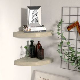 Corner Shelf Set of 2 Oak Honeycomb MDF, Metal