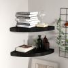Corner Shelf Set of 2 Black Honeycomb MDF, metal 14 in - Medium