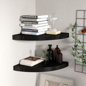 Corner Shelf Set of 2 Black Honeycomb MDF, metal 14 in - Medium