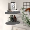 Corner Shelf Set of 2 High gloss grey Honeycomb MDF, metal Medium