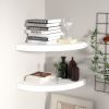 Corner Shelf Set of 2 White Honeycomb MDF, metal