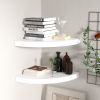 Corner Shelf Set of 2 High gloss white Honeycomb MDF, metal