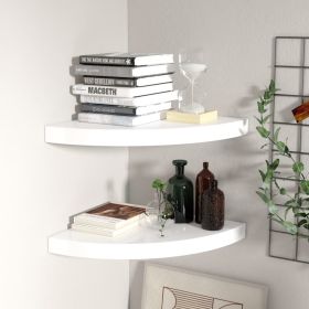 Corner Shelf Set of 2 High gloss white Honeycomb MDF, metal
