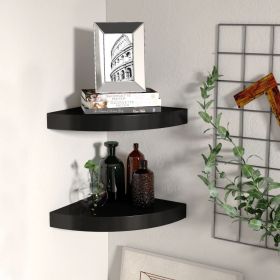 Corner Shelf Set of 2 Black Honeycomb MDF, metal