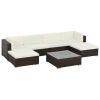 Patio Sofa Set Set of 7 Brown, Cream white