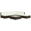 Patio Sofa Set Set of 6 Brown, Cream white