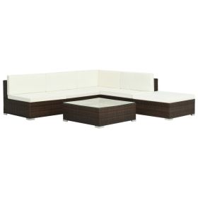 Patio Sofa Set Set of 6 Brown, Cream white