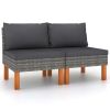 Middle Sofa Grey PE rattan Standard Removable Covers