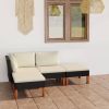 Garden Lounge Set Black PE Rattan Large Lightweight