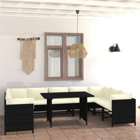 Garden Lounge Set Black, Cream white