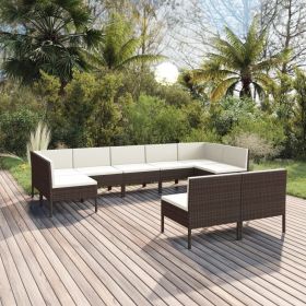 Garden Lounge Set Brown PE Rattan Large Modular