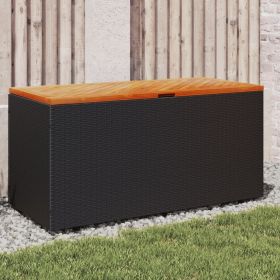 Garden Storage Box Black Poly Rattan 43.3 x 19.7 x 21.3 in