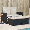 Patio Sofa Black Poly Rattan 2-seater